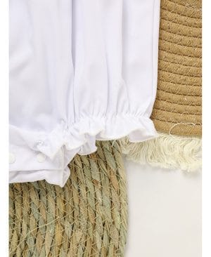 ⁦<h1 class="product_title entry-title">بدلة رومبر بيضاء من الدانتيل للبنات الصغيرات ناعمة وأنيقة بأكمام قصيرة مناسبة لموسم الزفاف والصيف</h1>⁩ - الصورة ⁦7⁩