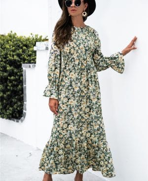 <h1 class="product_title entry-title">Autumn Printed Polka Dot Smocking Long Sleeve Dress Long Dress</h1> - Image 9