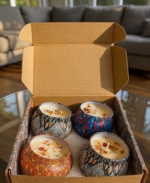 ⁦<h1 class="product_title entry-title">شموع عطرية مزخرفة بتصميم زهور</h1>⁩ - الصورة ⁦4⁩