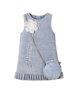 <h1 class="product_title entry-title">Girl's Sleeveless 3D Floral Denim Dress</h1> - Image 5
