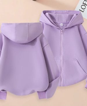 ⁦<h1 class="product_title entry-title">هودي بناتي غير رسمي متعدد الاستخدامات بلون موحد مع جيوب وسحاب</h1>⁩ - الصورة ⁦4⁩