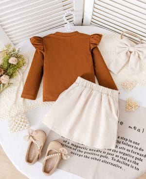 <h1 class="product_title entry-title">Cute Printed Striped Long-sleeve Short Dress Set</h1> - Image 5