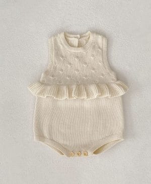 <h1 class="product_title entry-title">Baby Girl's Ruffle Vest Cute Fashionable Knitted Jacket All-matching Romper</h1> - Image 4