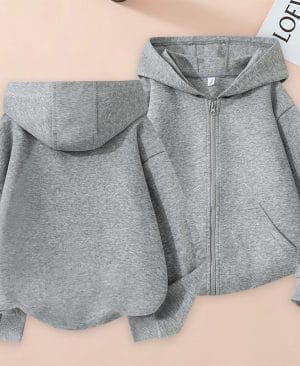 ⁦<h1 class="product_title entry-title">هودي بناتي غير رسمي متعدد الاستخدامات بلون موحد مع جيوب وسحاب</h1>⁩ - الصورة ⁦8⁩