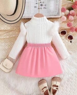 <h1 class="product_title entry-title">Top With PU Bow Pleated Skirt For Children</h1> - Image 3