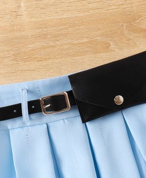 <h1 class="product_title entry-title">V-neck Ribbed Long-sleeve Pleated Skirt With Belt Three-piece Set</h1> - Image 5