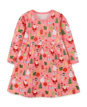 <h1 class="product_title entry-title">Girl's Long Sleeve Knitted Cotton Cartoon Print Dress</h1> - Image 3