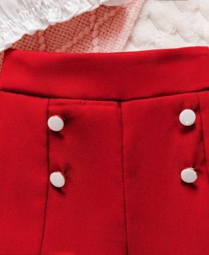 ⁦<h1 class="product_title entry-title">شورت زر أحمر مع إكسسوار قوس بأسلوب لطيف</h1>⁩ - الصورة ⁦4⁩