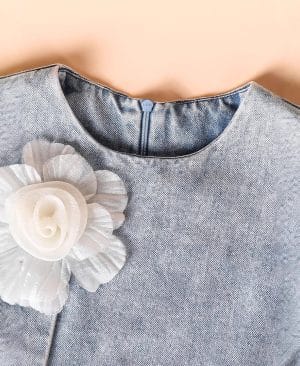 <h1 class="product_title entry-title">Girl's Sleeveless 3D Floral Denim Dress</h1> - Image 4