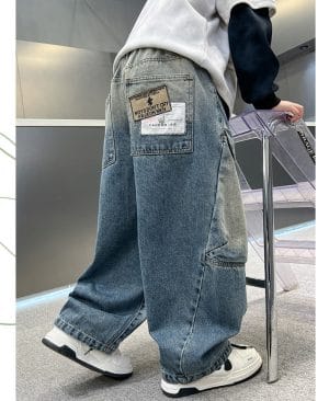 ⁦<h1 class="product_title entry-title">بنطلونات أولاد فضفاضة وعملية - جينز كارجو</h1>⁩ - الصورة ⁦3⁩