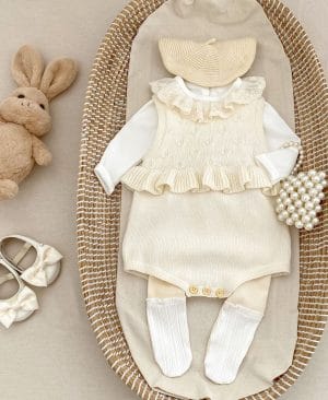 <h1 class="product_title entry-title">Baby Girl's Ruffle Vest Cute Fashionable Knitted Jacket All-matching Romper</h1> - Image 6