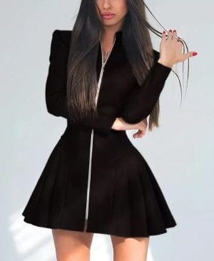 ⁦<h1 class="product_title entry-title">فستان جلد صناعي مزخرف بأكمام طويلة وبتصميم ضيق للنساء</h1>⁩ - الصورة ⁦5⁩