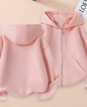 ⁦<h1 class="product_title entry-title">هودي بناتي غير رسمي متعدد الاستخدامات بلون موحد مع جيوب وسحاب</h1>⁩ - الصورة ⁦3⁩