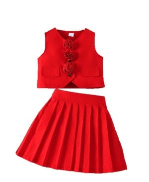 <h1 class="product_title entry-title">Suit Vest Paired With A Solid Color Pleated Skirt Set</h1> - Image 4