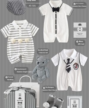 <h1 class="product_title entry-title">Baby Gift Package Elegant White Striped Gray Baby Boy</h1> - Image 3