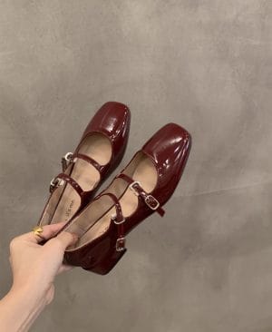 <h1 class="product_title entry-title">Chunky Heel Red Mary Jane Shoes For Women</h1> - Image 3