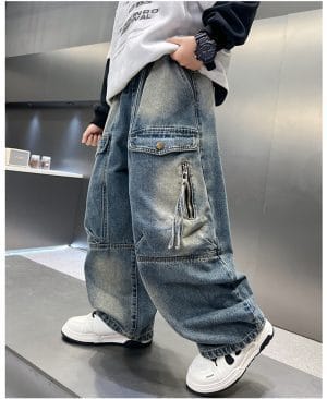 ⁦<h1 class="product_title entry-title">بنطلونات أولاد فضفاضة وعملية - جينز كارجو</h1>⁩ - الصورة ⁦5⁩