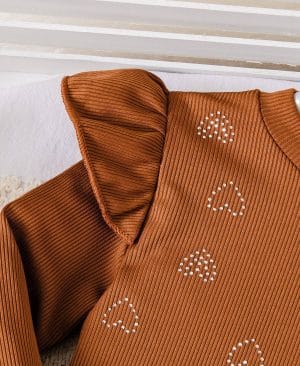 <h1 class="product_title entry-title">Cute Printed Striped Long-sleeve Short Dress Set</h1> - Image 4