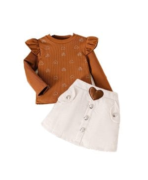 <h1 class="product_title entry-title">Cute Printed Striped Long-sleeve Short Dress Set</h1> - Image 3