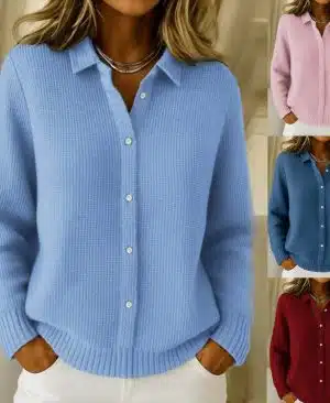 <h1 class="product_title entry-title">Casual Fashion Button Knitted Lapel Sweater For Women</h1> - Image 1