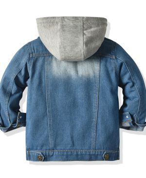 <h1 class="product_title entry-title">Children's Fake Two-piece Denim Jacket, Children's Hooded Fashion Casual Top</h1> - Image 3