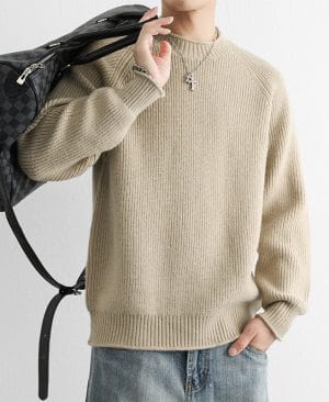 <h1 class="product_title entry-title">Chunky-knit Crew-neck Warm And Loose-fitting Sweater</h1> - Image 3