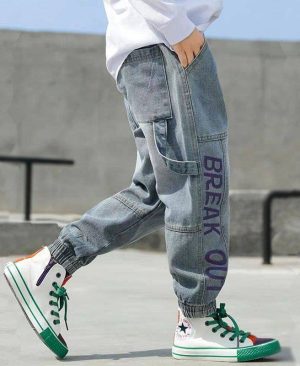 ⁦<h1 class="product_title entry-title">جينز وسراويل الأولاد طلاب المدارس الابتدائية بأسلوب غربي فضفاض</h1>⁩ - الصورة ⁦3⁩