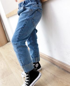<h1 class="product_title entry-title">Boys Ripped Jeans Raw Edge Stretch Denim Trousers</h1> - Image 3