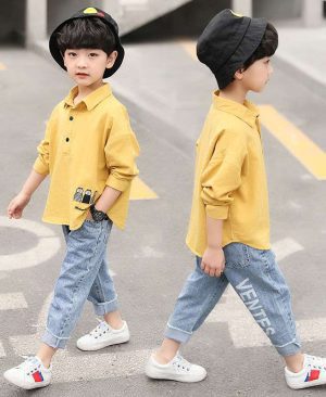 ⁦<h1 class="product_title entry-title">ملابس الأطفال بنطلون جينز للأولاد موضة ربيع جديدة</h1>⁩ - الصورة ⁦5⁩