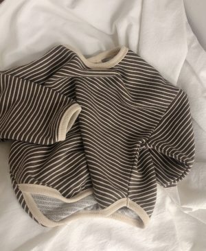 <h1 class="product_title entry-title">Boys And Girls T-Shirts With Striped Round Neck And Inner Bottoming Shirt Pullover Loose Loose</h1> - Image 4