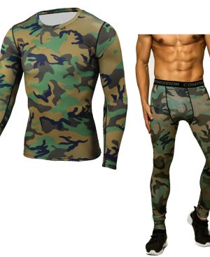 <h1 class="product_title entry-title">Camouflage Compression Baselayer Set Sports Compression Set Long Sleeve T-Shirt Tights Exercise Clothes Workout Bodysuit Fitness Suits For Men</h1> - Image 3
