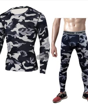 <h1 class="product_title entry-title">Camouflage Compression Baselayer Set Sports Compression Set Long Sleeve T-Shirt Tights Exercise Clothes Workout Bodysuit Fitness Suits For Men</h1> - Image 4