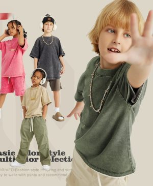 <h1 class="product_title entry-title">Washed Round Neck Short Sleeve Batik Children's T-shirt</h1> - Image 6