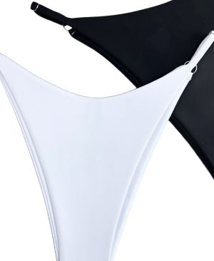 <h1 class="product_title entry-title">Womens Black And White Pleated Adjustable Waist Swimsuit Shorts</h1> - Image 4