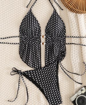 ⁦<h1 class="product_title entry-title">طقم ملابس سباحة نسائي بدون ظهر بنقشة البولكا دوت</h1>⁩ - الصورة ⁦3⁩