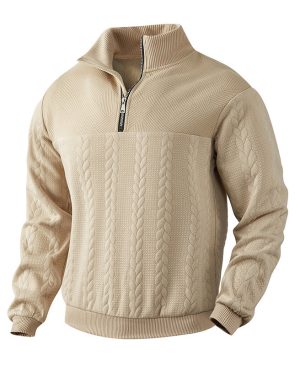 ⁦<h1 class="product_title entry-title">سويت شيرت رجالي مزخرف بأكمام طويلة دافئة بتصميم ربع سحاب لموسم الخريف والشتاء</h1>⁩ - الصورة ⁦10⁩