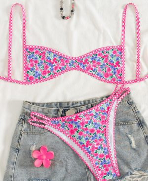 <h1 class="product_title entry-title">Bandeau Backless Lace-up Bikini Two-piece Swimsuit</h1> - Image 4