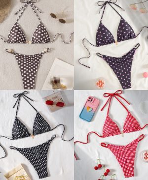 ⁦<h1 class="product_title entry-title">مجموعة بيكيني نسائية بكوب مثلث مزخرف</h1>⁩ - الصورة ⁦3⁩