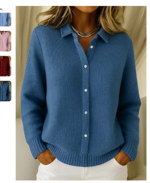 <h1 class="product_title entry-title">Casual Fashion Button Knitted Lapel Sweater For Women</h1> - Image 6