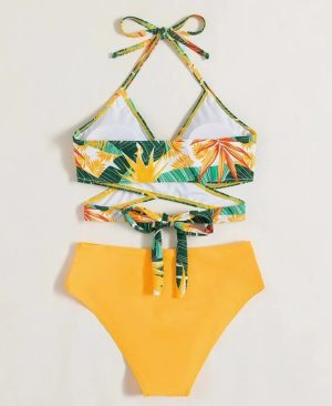 ⁦<h1 class="product_title entry-title">بيكيني نسائي بتصميم صدرية مزهرة بدون ظهر - قطعتين</h1>⁩ - الصورة ⁦3⁩