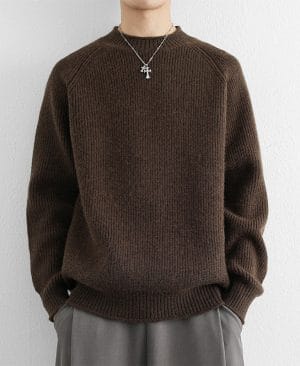 <h1 class="product_title entry-title">Chunky-knit Crew-neck Warm And Loose-fitting Sweater</h1> - Image 4