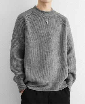 <h1 class="product_title entry-title">Chunky-knit Crew-neck Warm And Loose-fitting Sweater</h1> - Image 8