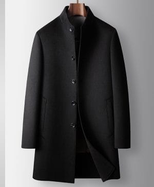 ⁦<h1 class="product_title entry-title">معطف صوف يدوي للرجال بطول متوسط مع ياقة واقفة</h1>⁩ - الصورة ⁦7⁩