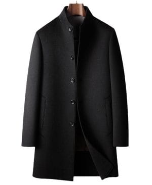 ⁦<h1 class="product_title entry-title">معطف صوف يدوي للرجال بطول متوسط مع ياقة واقفة</h1>⁩ - الصورة ⁦5⁩