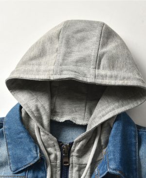 <h1 class="product_title entry-title">Children's Fake Two-piece Denim Jacket, Children's Hooded Fashion Casual Top</h1> - Image 5