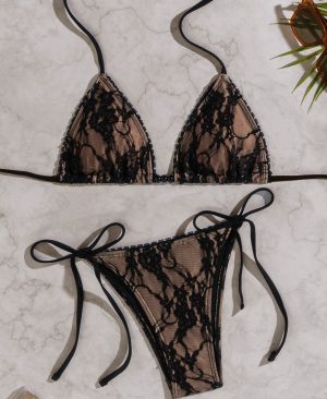 <h1 class="product_title entry-title">Lace Triangle-cup Tie-front Bikini Swimsuit</h1> - Image 6