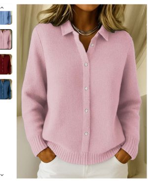 <h1 class="product_title entry-title">Casual Fashion Button Knitted Lapel Sweater For Women</h1> - Image 7