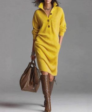 ⁦<h1 class="product_title entry-title">فستان سويت شيرت بأكمام طويلة موضة دافئة ياقة مرتفعة على شكل V سحاب سهل الارتداء ملابس شتوية عصرية للنساء</h1>⁩ - الصورة ⁦4⁩