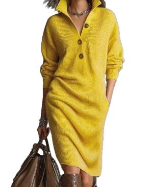 ⁦<h1 class="product_title entry-title">فستان سويت شيرت بأكمام طويلة موضة دافئة ياقة مرتفعة على شكل V سحاب سهل الارتداء ملابس شتوية عصرية للنساء</h1>⁩ - الصورة ⁦6⁩