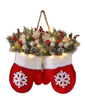 <h1 class="product_title entry-title">Christmas Garland Creative Glove Shaped Simulated Flower Wreath Window Door Gate Decoration Door Sign Xmas Party Decoration</h1> - Image 4